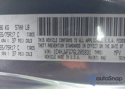 2016 Jeep Wrangler Unlimited Rubicon z USA, uszkodzony, nr VIN 1C4HJWFG7GL205931